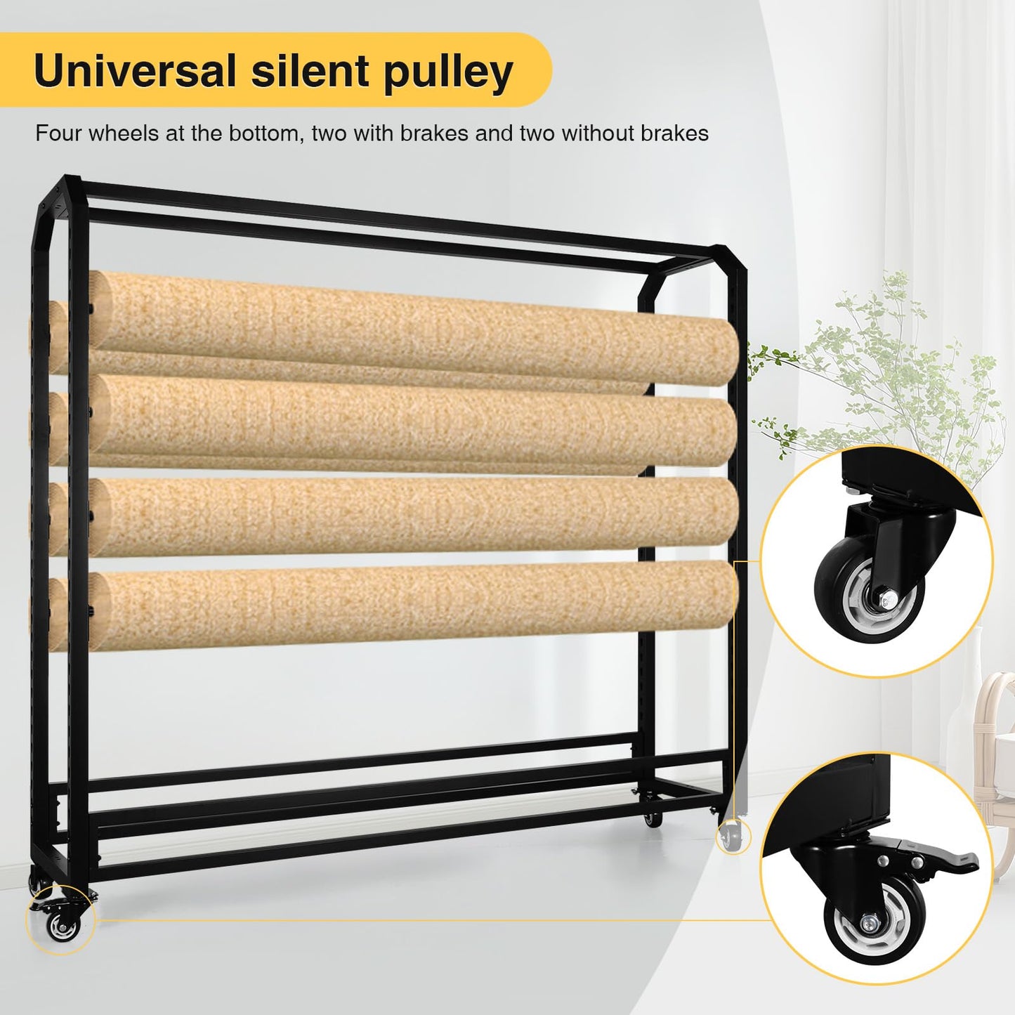 Large Textile Fabric Display Rack Floor-To-Ceiling Quilting Fabric Display Bracket Wear Resist for Curtain/Wallpaper/Tablecloth