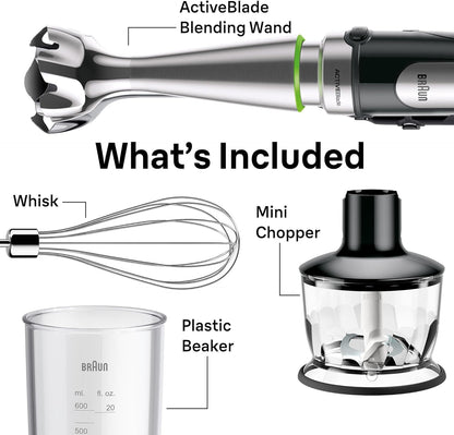 Braun MultiQuick 7 3-in-1 Immersion Blender with Food Processor – Powerful Handheld Electric Stick Blender - Emulsifier for Chopping, Beating & Whisking - Ideal for Soup, Puree, Smoothies & More