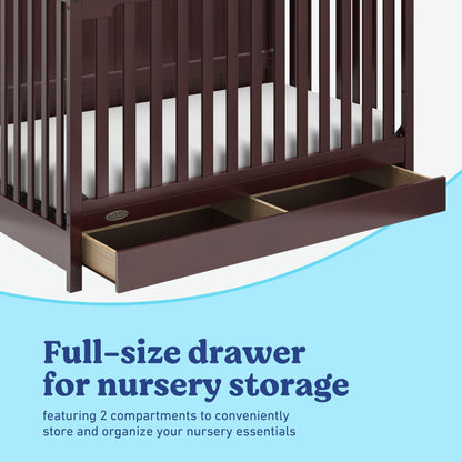 Graco Hadley 5-in-1 Convertible Crib with Drawer – GREENGUARD Gold Certified, Fits Standard Crib Mattress, Converts to Toddler Bed, Daybed and Full Bed, 4 Adjustable Mattress Heights (Espresso)