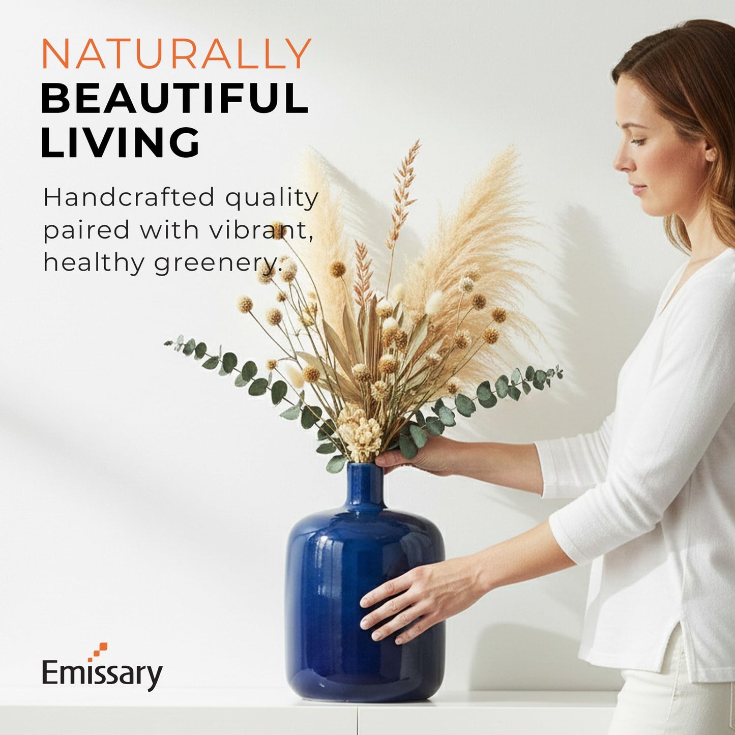 Emissary - Round Jug Vase, Blue 13x18 H