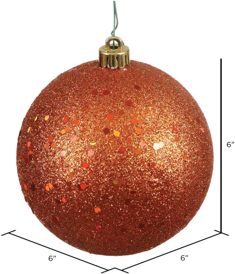 Vickerman 6" Burnished Orange Sequin Ball Ornament, 4 per Bag
