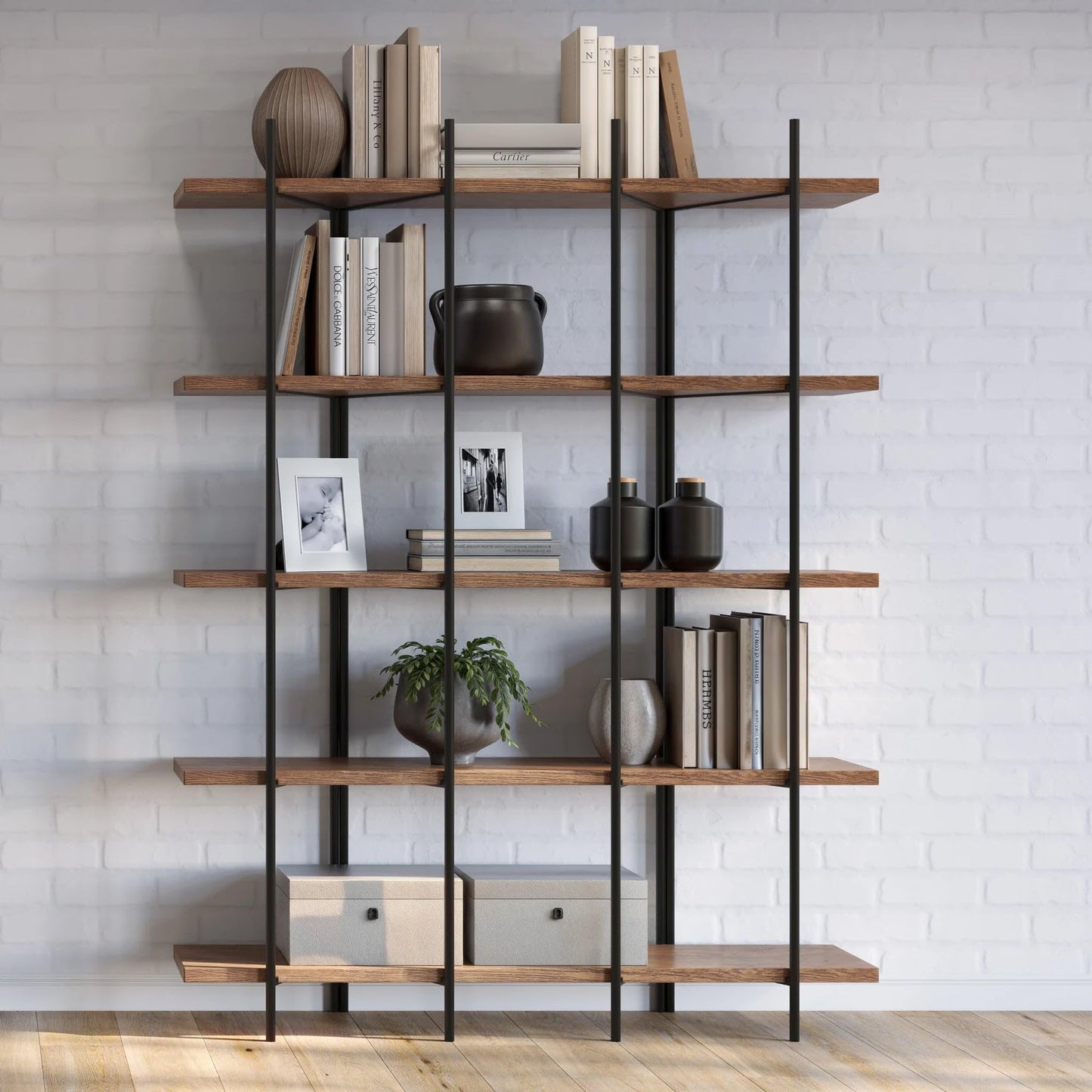 Grain Wood Furniture Cascais 53" Bookcase in Brown Oak