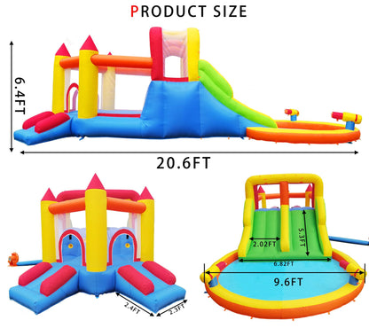 Umbalir InfIatable Bonuce House with 4 Slides & Large Splash Pool, Water Park with Ultra-Wide Climbing Wall, Jumping, Water Cannons & Surprise Water Sprayers for 3-10 yr Kids(20.6'Lx9.6'Wx6.4'H)