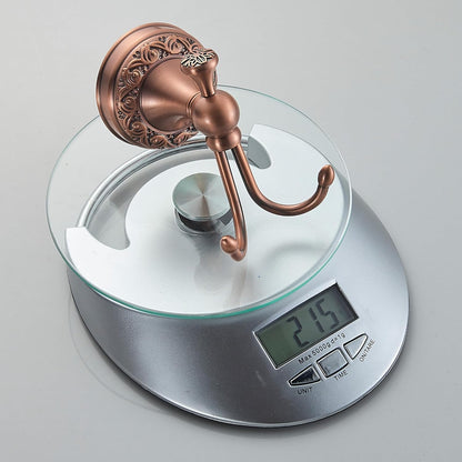 Red Copper Bath Towel Hooks, Wall Mounted Bathroom Hardware Accessories with Pattern Carving Design