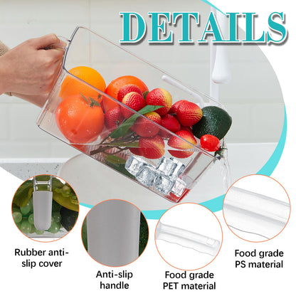 Havawish 2 Set Ice Storage Bin and Flexible Scoop Set Plastic Freezer Bin with Pull out Handle Storage Bucket Clear for Container with Scoop (gray, 10.83 x 7 x 4.33 in, Classic)