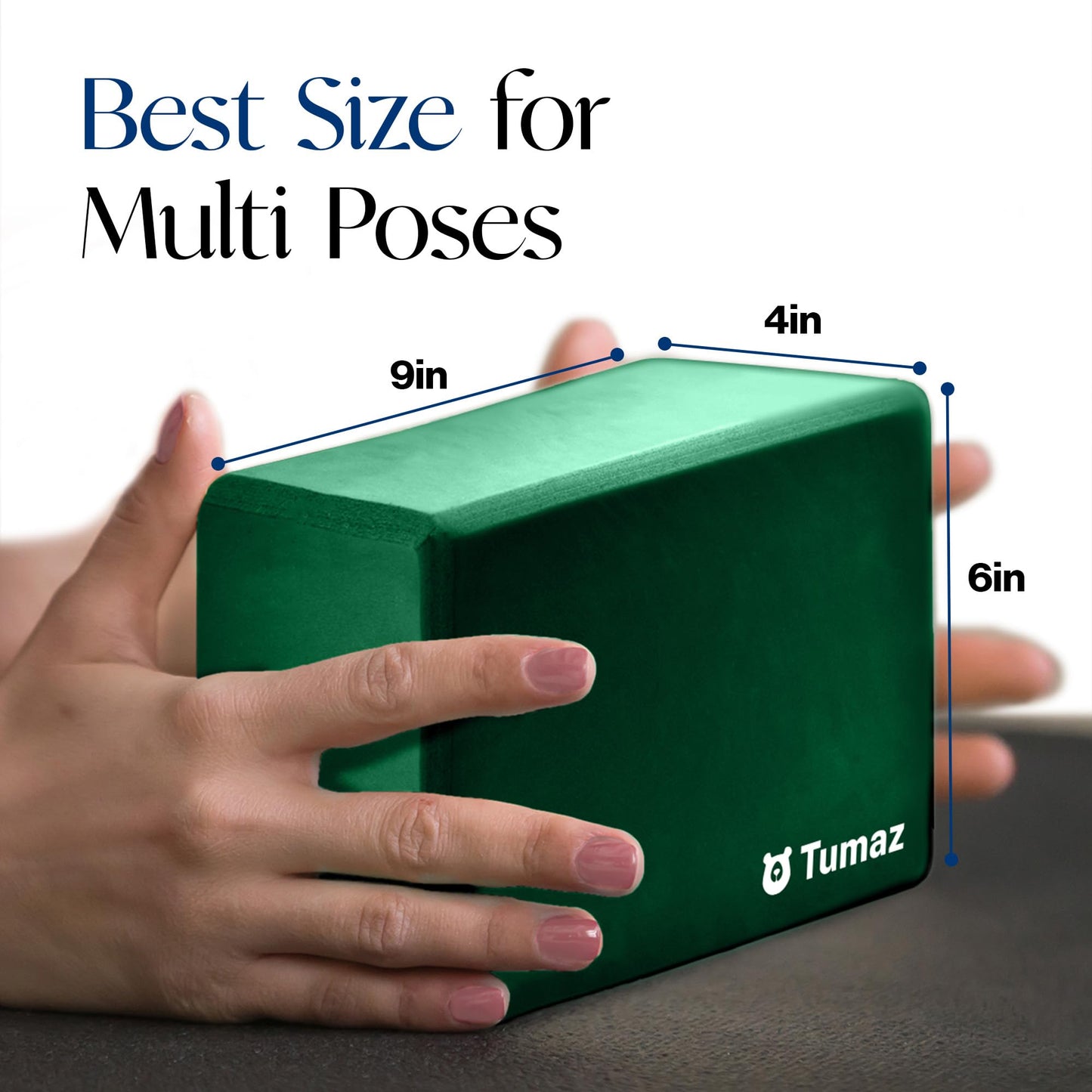 Tumaz Non-Slip Yoga Blocks 2-Pack - High Density/Lightweight EVA Foam & Natural Cork for Stability, Premium Set with E-Book Included