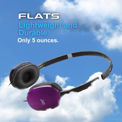 JVC Flats On-Ear Wired Headphones - Flat Foldable Design - 30mm Driver for Powerful Sound - Soft Ear-Pads for Comfort – Steel Headband - Lightweight & Portable - PC/Laptop/Gaming - 3.5mm Slim Plug