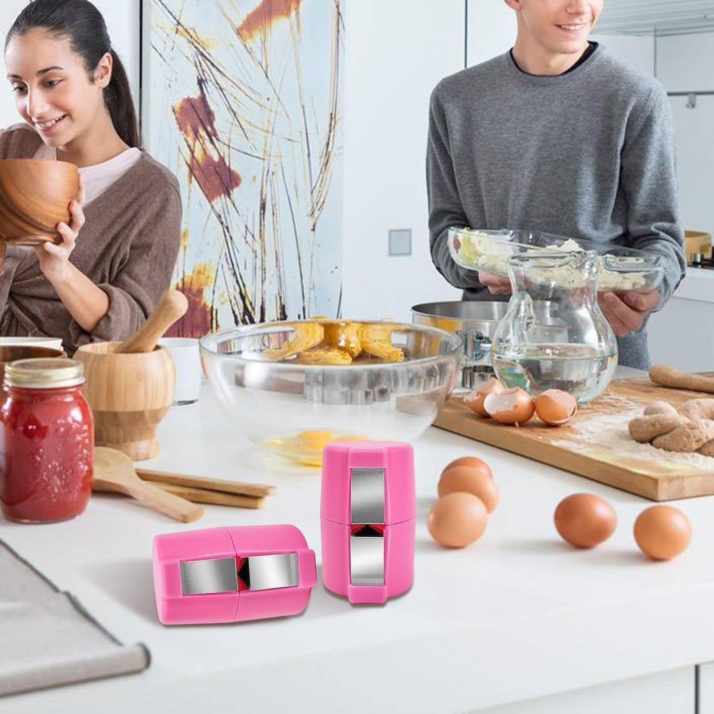 3PCS Egg Shell Opener, Egg Cracker Egg Peeler Egg Separator for Raw Eggs, Hard Boiled Egg Peeler Tool for Cutting Eggs, Eggs Breaker Kitchen Gadgets for Cooking Bakery (Orange&Pink&Yellow)