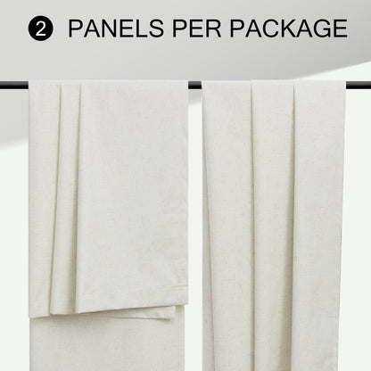 Cream Linen Blackout Curtains 84 Inch Long 2 Panel Set Back Tab Thermal Insulated Light Blocking Curtain for Living Room Black Out Drapes for Bedroom Neutral Rustic Farmhouse 52x84 Length Ivory White