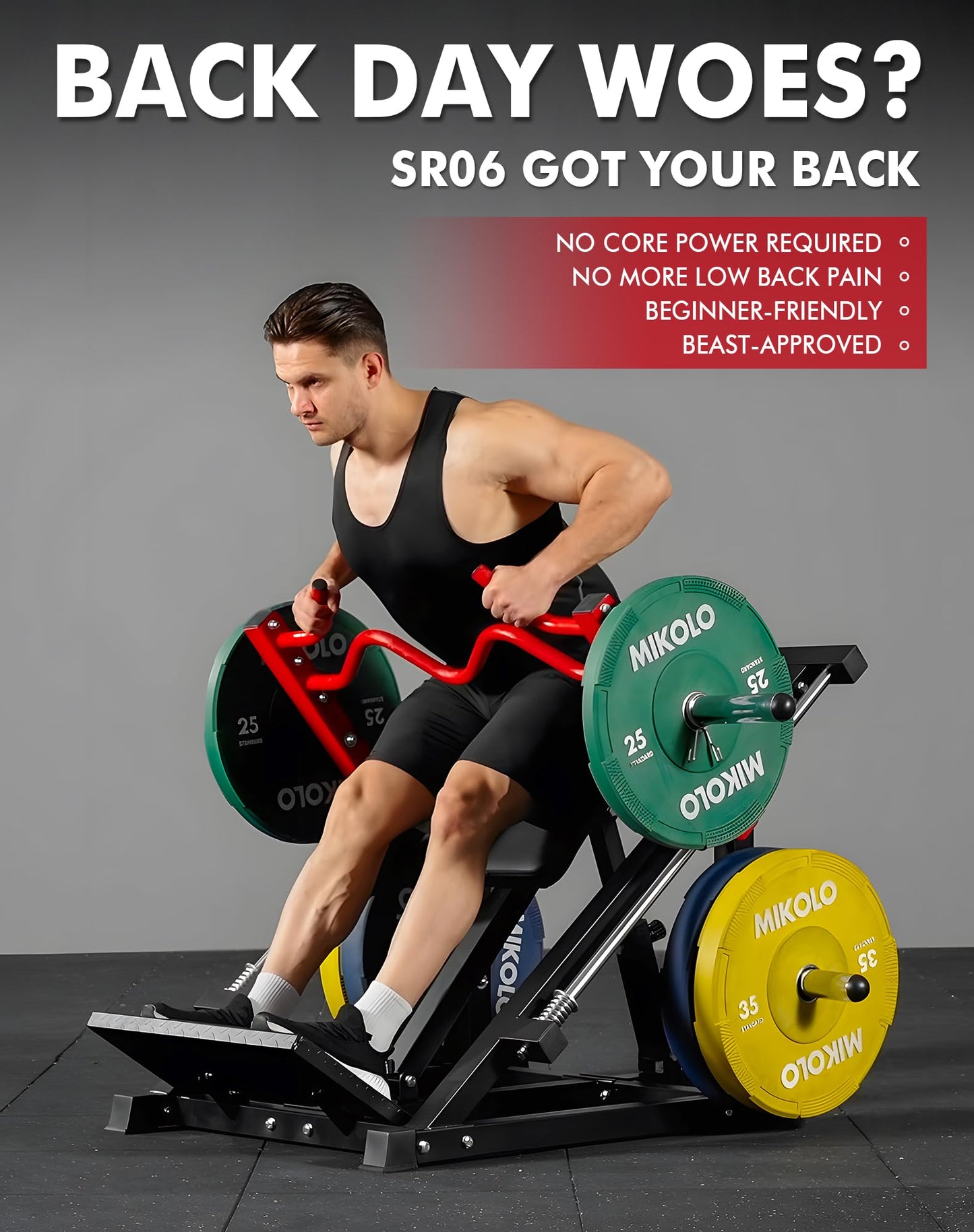 Mikolo Linear Row Machine, Rowing Machine for Home with Plate-Loaded Smith Row, Linear Bearing Back Workout Equipment for Home Gym(SR06 Pro)
