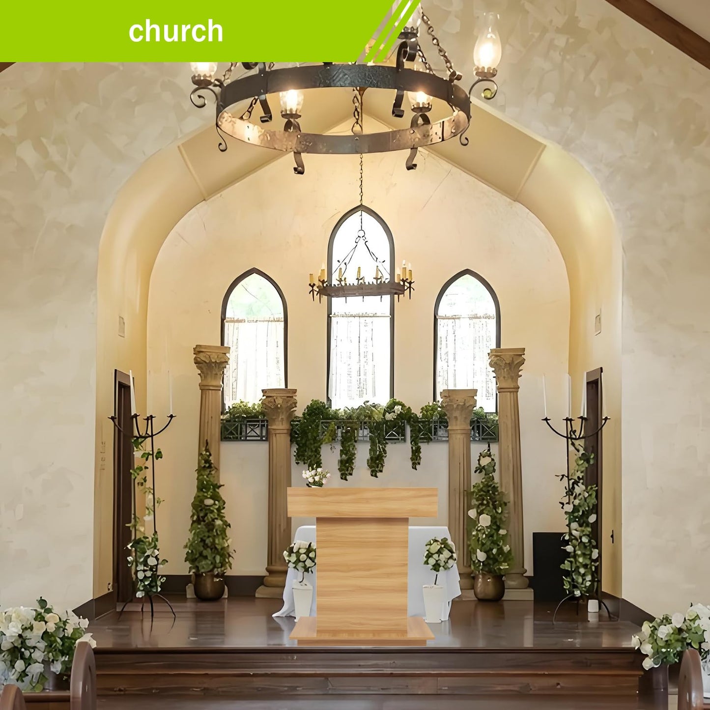 Wooden Podium Stand for Church Wooden Speaking Lectern with Drawers and 3 Levels of Storage Lecterns and Podiums Pulpit Stand for Churches Classroom Conference Room (Natural Wood Color, 39.4 * 20in)