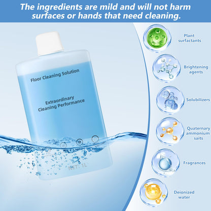 Floor Cleaning Solution Compatible With Roborock Robot Vacuum And Mop Cleaner， Deep Cleans For Multiple Hard Floors, for Robot & Wet Dry Vacuums Mopping Floor Cleaners Solution , 33.8 Fl. OZ(1 Bottle)
