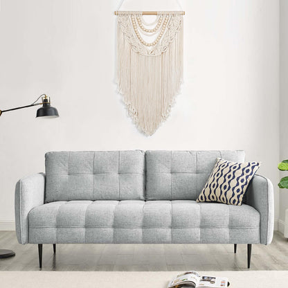 LOMOHOO Macrame Wall Hanging Boho Handmade Geometric Woven Tapestry Bohemian Wall Art Decor with Chic Wooden Beads Home Decor for Bedroom Living Room Apartment Dorm Gallery Wedding 16.5"x30"