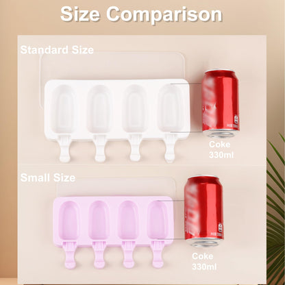 3 Set Small Popsicles Molds with Lids and 100 Pieces Wooden Popsicles Sticks, 4 Cavities Silicone Ice Cream Molds for Making Cakesicles, Cake Pops, Ice Cream - BPA Free