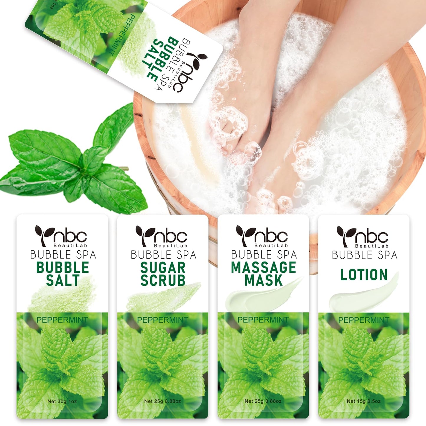 Pedicure Kit Foot Soak Set: Bubble Salt, Sugar Scrub, Massage Mask, Massage Lotion in a Box, 4 Step Foot Spa Kit for Dry Feet,Tired Feet（3 Set Tropical Fruit)