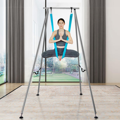 VEVOR Aerial Yoga Frame & Hammock, 551.15 lbs Load Capacity, 9.68 ft Height Professional Training Swing Stand Comes with 13.1 Yards Aerial Hammock, Yoga Rig for Indoor Outdoor, Blue