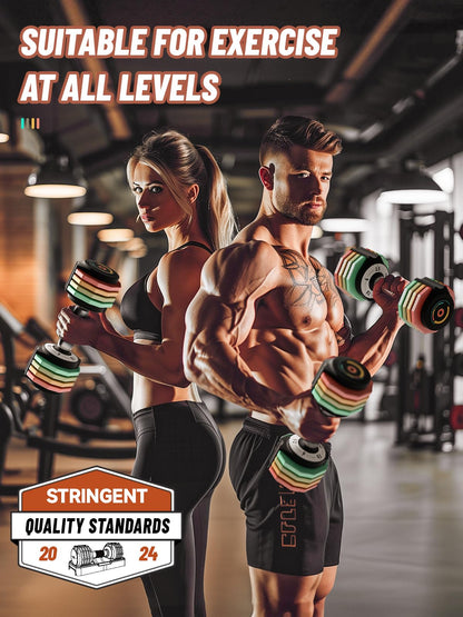 Adjustable Dumbbells Set 12.5LB/22.5LB Pair, 1-Sec Fast Adjustable 5 Weights by Turning Handle, Premium Comfort Non-slip Metal Dumbbells with Tray, Compact Size for Full Body Home Workout