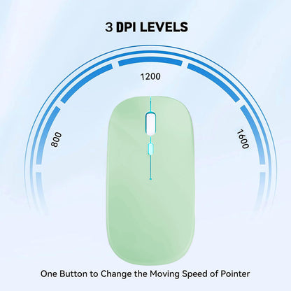 Wireless Bluetooth Mouse Rechargeable Laptop Mice with LED Lights Silent Slim Use(BT5.2 and 2.4G Portable USB Receiver)Dual Mode Computer Mouse for Laptop/iPad/Tablet/Apple/Computer/Mac(Black)