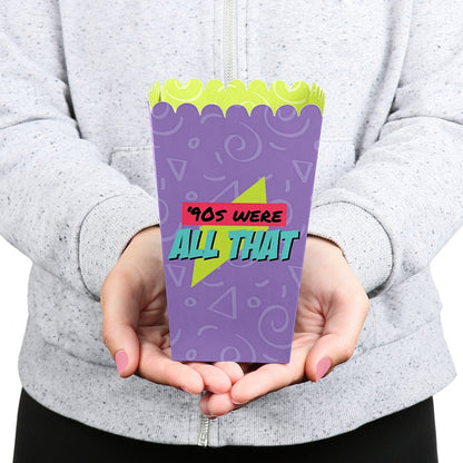 Big Dot of Happiness 90's Throwback - 1990s Party Favor Popcorn Treat Boxes - Set of 12