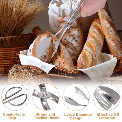 Velicber 2 Pcs Serving Tongs, 10 Inch Buffet Tongs, Stainless Steel Kitchen Tong with Comfort Grip for Salads, Appetizers, Cake, Bread, Cooking, Party, Barbecue, Desserts, Ice - Silver