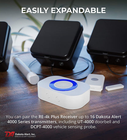 Dakota Alert Driveway Alarm Sensor - DCPA-4k Plus Driveway Alarms Wireless Outside Weatherproof Alert System, 1-Mile-Long Range Sensors, Receiver & Vehicle Detecting Probe Transmitter & 50' Wire