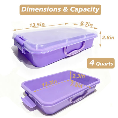 SailStart 4 Qt (3.8L) Sensory Bin With Lid - 3 Pack, Stackable Storage Sensory Bins with Lids, Portable Sandbox, Organizers Sand, Arts, Crafts, (Blue, Green, Purple)