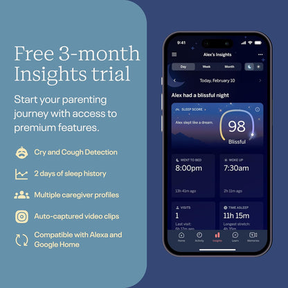Nanit Pro Smart Baby Monitor - 1080p Wi-Fi Video Camera with Night Vision & 2-Way Audio | Remote Viewing