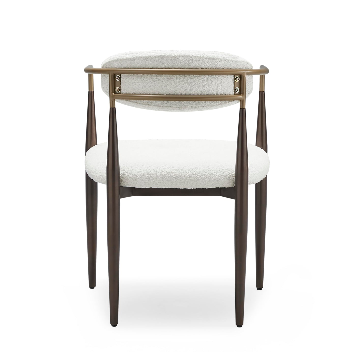 Christopher Knight Home Set of 2 Jetson Modern Curved Open Backrest Fabric Upholstered Dining Chairs, Side Chair for Dining Room/Kitchen, Iron Toothpick Frame, Golden Amrest, White Beige+Gold