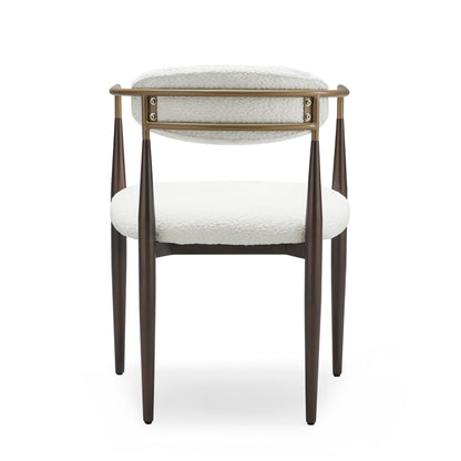 Christopher Knight Home Set of 2 Jetson Modern Curved Open Backrest Fabric Upholstered Dining Chairs, Side Chair for Dining Room/Kitchen, Iron Toothpick Frame, Golden Amrest, White Beige+Gold