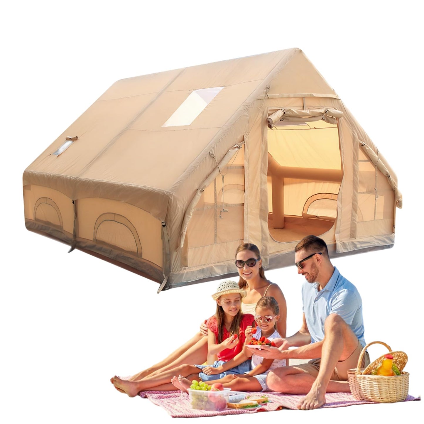 LivialyCity Inflatable Camping Tent Waterproof Windproof Glamping Camping Tents House for 4 Seasons