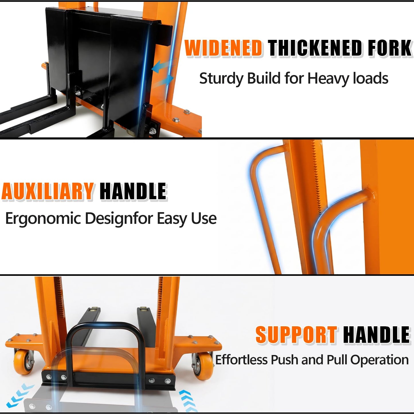 1100 Lbs Electric Manual Pallet Stacker, 63" Lift Height 1500W Powered Walkie Stacker with 48V 10Ah Battery, Manual Hand Forklift Pallet Truck for Warehouse, Logistics, Workshop