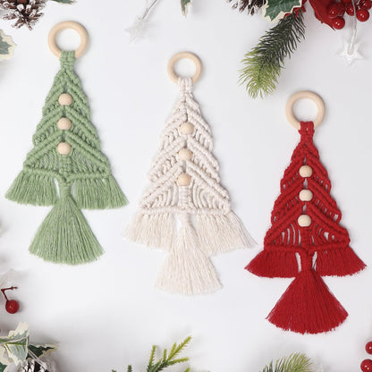 Dremisland Christmas Tree Decoration 3 Set Macrame Hanging Ornaments - Assembled Kits Boho Wall Decor for Winter New Year Party Supplies