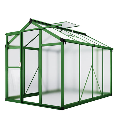 GarveeLife 6x8 FT Greenhouse - Large Aluminum Greenhouses for Outdoors, Heavy Duty Polycarbonate Greenhouse with Roof Vent&Ground Nails, Walk-in Green houses for Garden, Backyard, Patio, Easy Assembly