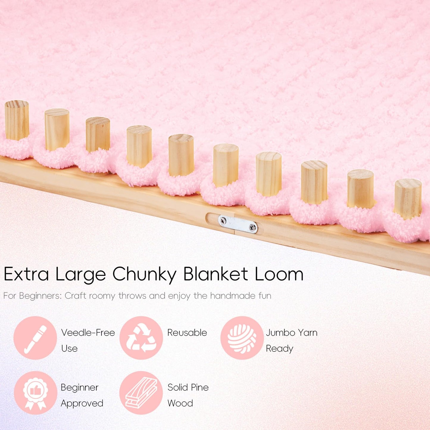PIRXXIY 65'' Chunky Blanket Loom, Knitting Loom for Custom Hand Knitting Yarn Chunky, Extra Large Chunky Yarn Loom for Beginners DIY Craft Enthusiasts