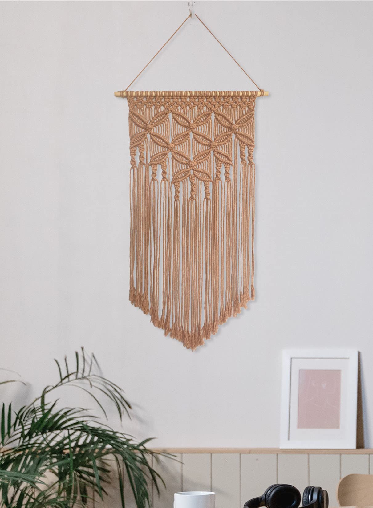 Winterdemoon Handmade Cotton Home Decor Macrame Wall Hanging Khaki