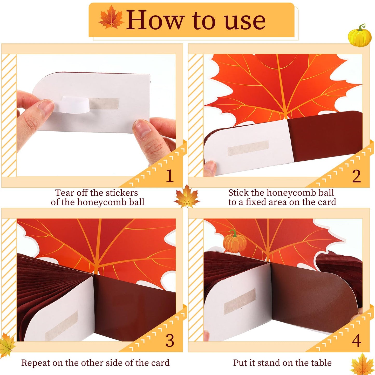 Faccito 9 Pcs Fall Honeycomb Centerpieces Fall Thanksgiving Party Decorations Paper Pumpkin Maple Leaf Table Centerpieces for Autumn Thanksgiving Harvest Party Favors Home Table Decor