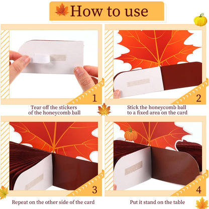 Faccito 9 Pcs Fall Honeycomb Centerpieces Fall Thanksgiving Party Decorations Paper Pumpkin Maple Leaf Table Centerpieces for Autumn Thanksgiving Harvest Party Favors Home Table Decor