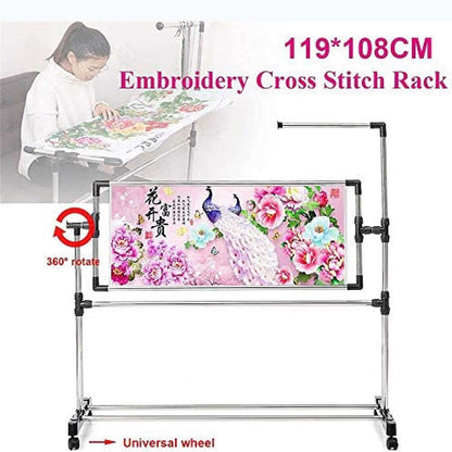 Adjustable Needlework Floor Frame for Cross Stitch and Embroidery, Standing Craft Stand and Lap Table for Sewing and Art, Convenient Holder for Creative Projects.