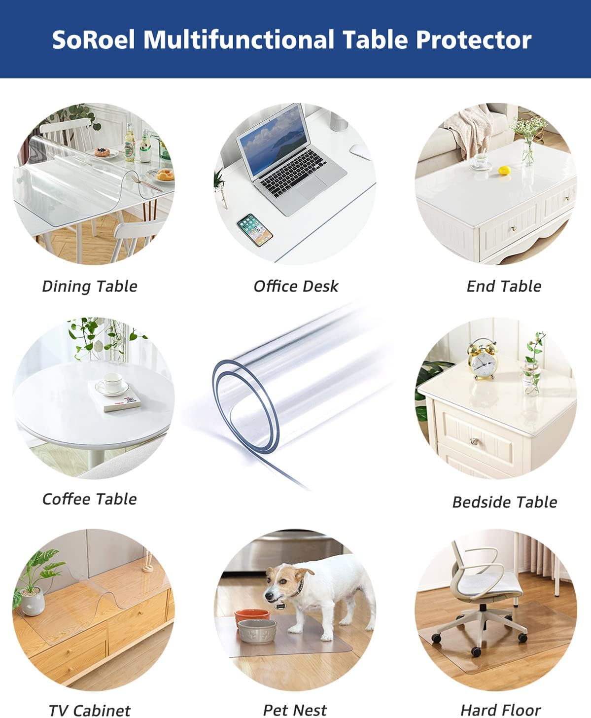 24X36 Inch 1.5mm Crystal Clear Office Desk Cover Pad Blotter Thick Vinyl Tablecloth Heat Resistant Waterproof Plastic