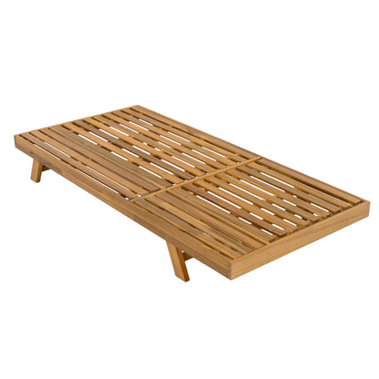 Christopher Knight Home Kayes Acacia Wood Chaise Lounge with 4'' Cushion, Outdoor 79'' Patio Recliner Chair with 4-Position Adjustable Backrest, Sun Lounger for Poolside Backyard, Teak+Cream