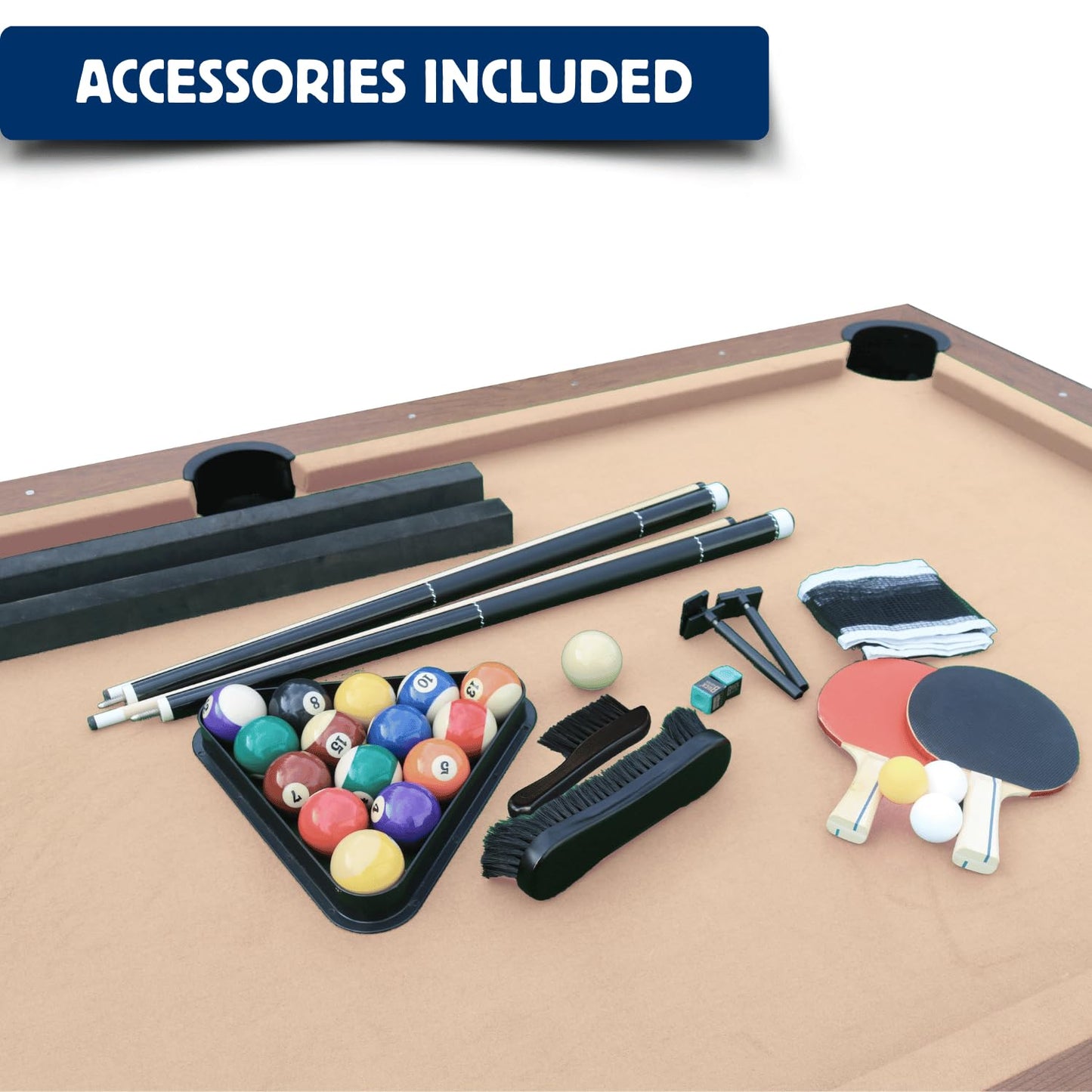 7 FT Pool Table with Dining Top, 3-in-1 Combo Game Table Billiards, Ping Pong and Dining Table. NEW & Improved Design 2026! (Table with Benches)