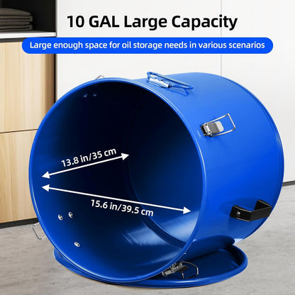 Fryer Grease Bucket, 10 Gal Oil Disposal Caddy, Carbon Steel with Rust-Proof Coating, Oil Transport Container with Lid, Lock Clips, Filter Bag for Hot Cooking Oil Filtering
