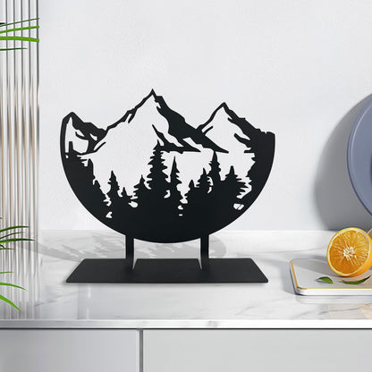 DASIMAT Metal Mountain Table Top Decor, Forest Decorative Sign, Woodland Tabletop Decor, Tabletop Decorative Accents, Travel Adventure Table Centerpiece for Home Farmhouse