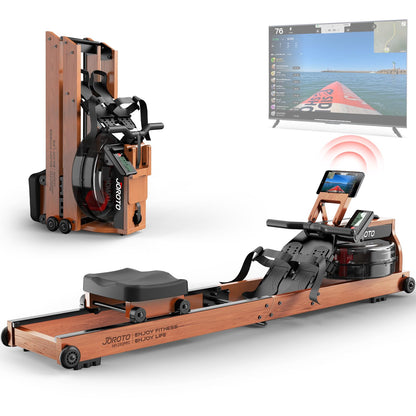 JOROTO Water Rowing Machines for Home, Foldable Rowing Machine with 400LBS Weight Capacity, Dedicated Monitor & Bluetooth APP, Large Water Tank & Comfortable Seat for Immersive Water Rower