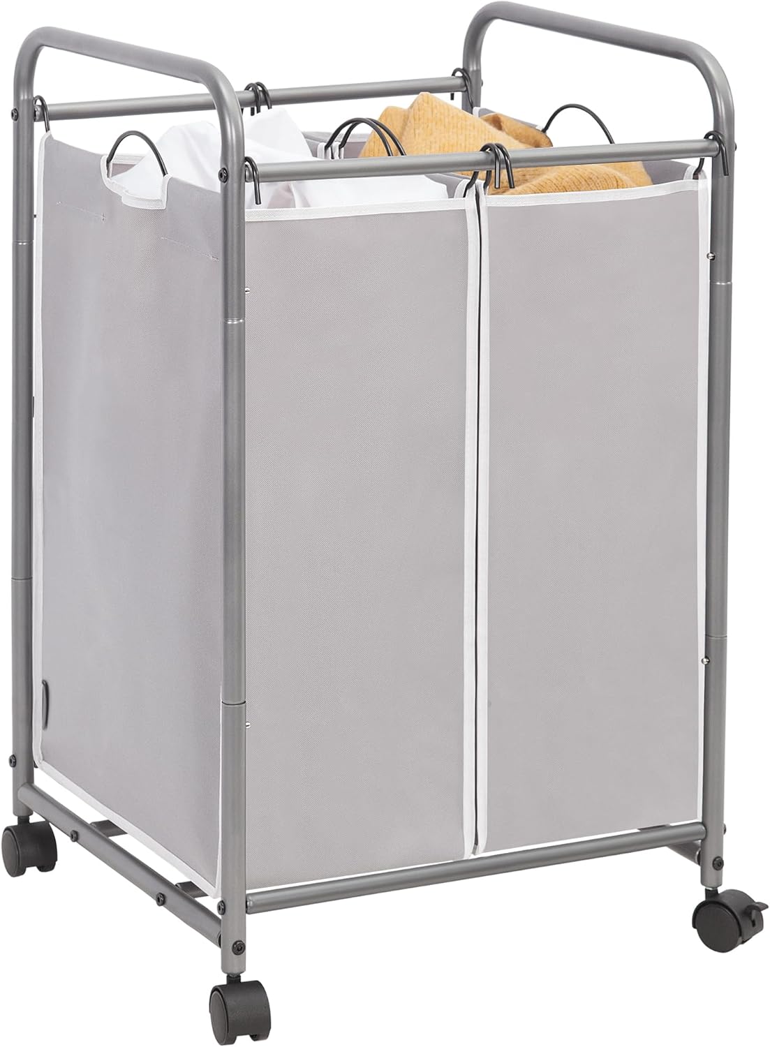 2 90 2 Closet, STORAGE MANIAC Laundry Sorter Section, L Gal Laundry Hamper with Wheels, Clothes Basket Separator