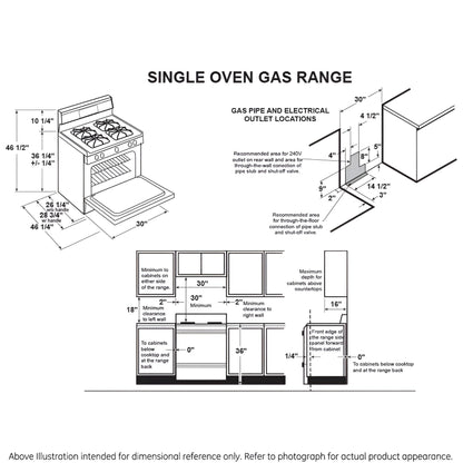GE 30-Inch Freestanding Gas Range with 4 Sealed Burners, Standard Clean Oven, Black