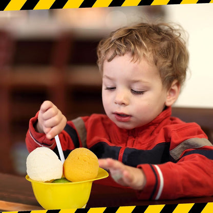 12 Sets 8 oz Uiifan Construction Ice Cream Bowls with Shovel Spoons, Plastic Helmet Dessert Cups Snack Bowls