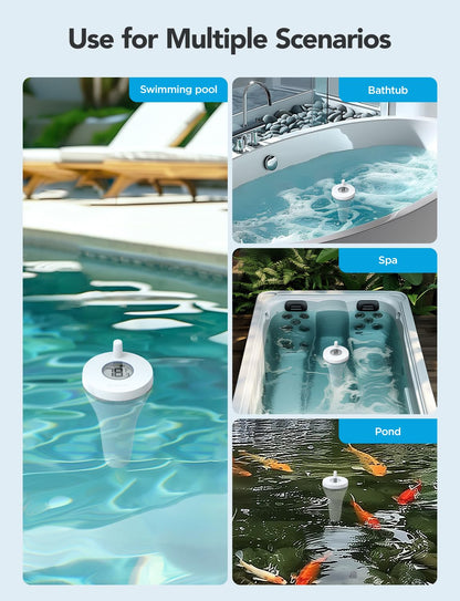 GoveeLife Wireless Pool Thermometer with App Remote, WiFi Digital Pool Thermometer Floating with IPX7 Waterproof, Notification Alert, Smart Swimming Temperature Monitor for Bath Tub, Aquarium, Hot Tub
