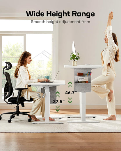 Marsail 55x28 Electric Standing Desk - Adjustable Height Computer Desk with Memory Presets, Storage Bag & Cable Management for Home Office & Gaming Workstations