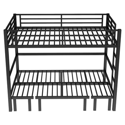 Bellemave Twin XL Over Twin XL Futon bunk Bed, Lower bunk can be Pulled Out in Three Sections, Loft Bed with Sofa for Teens, Adults, Bedroom, Black(Excluding Cushions and mattresses)